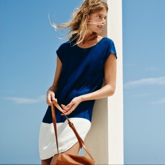 Madewell Layout Tunic Dress Colorblock Blue White Small - Picture 6 of 6